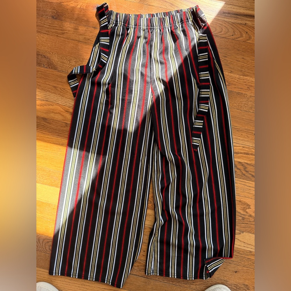 Black white red Striped Wide-Leg dress Pants no tag size M